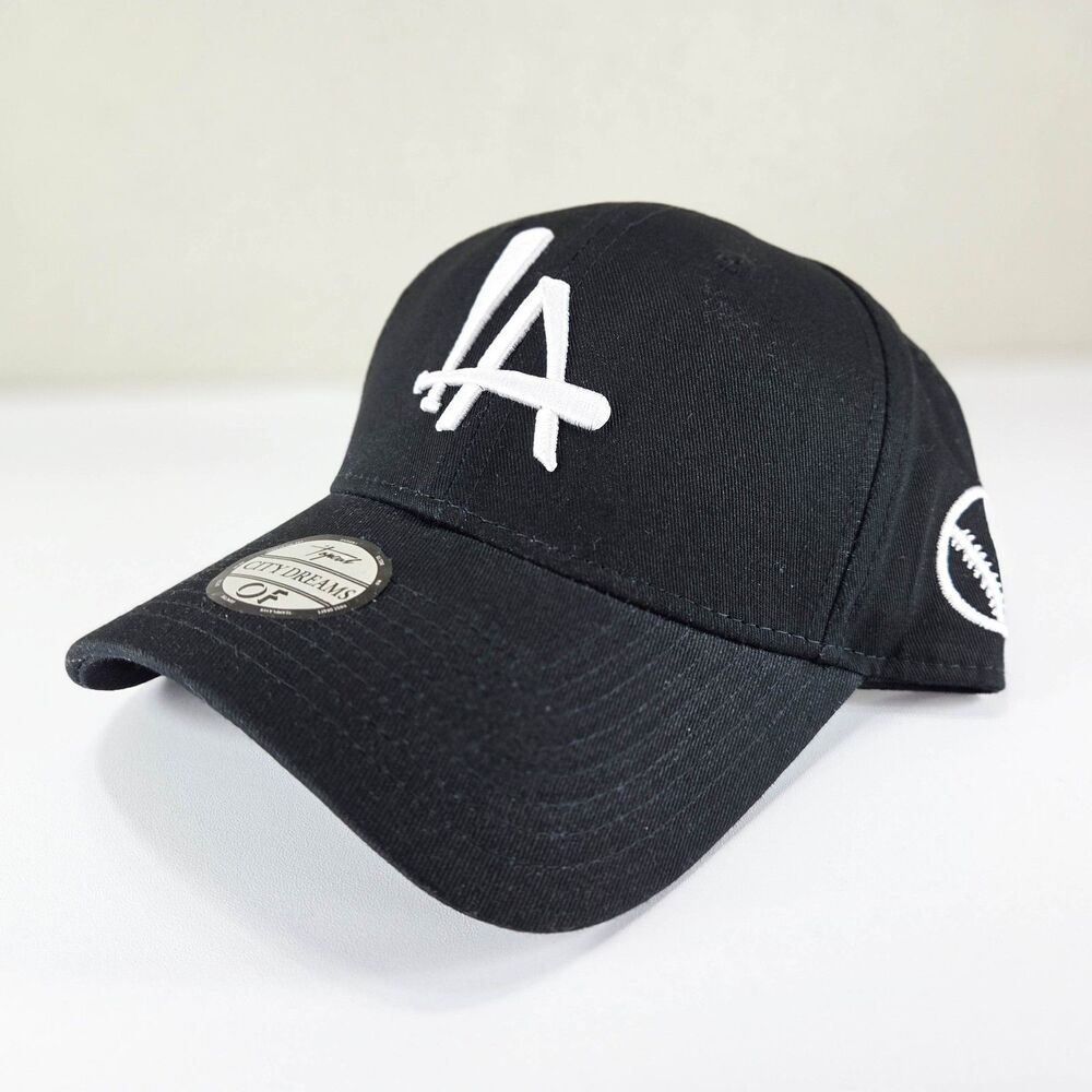TopCul LA Baseball Bat Logo Black White Embroidered Snapback Hat NWT